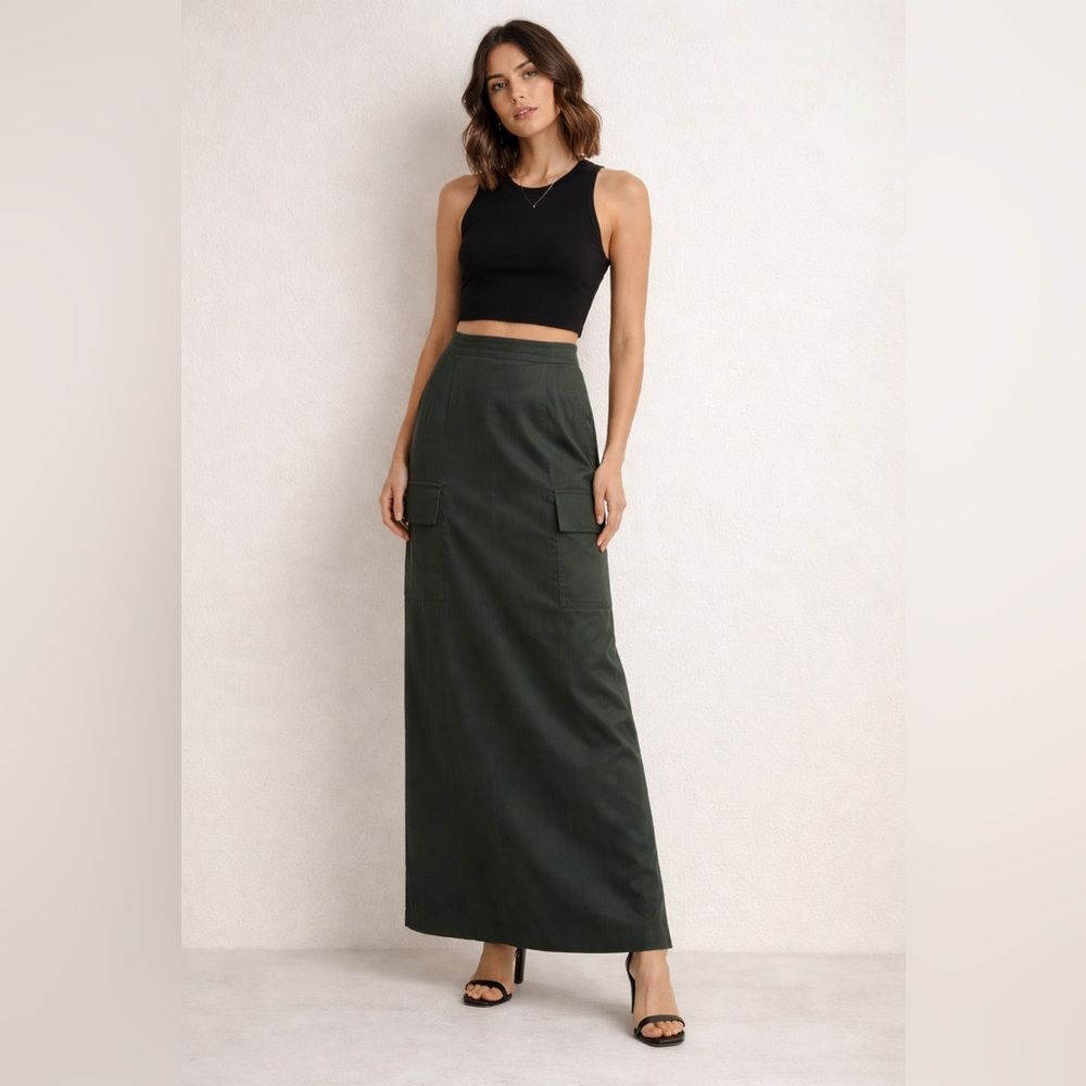 House of Harlow 1960 Olive Green Maxi Skirt 🌿